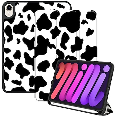 Deokke Compatible with iPad mini 7 CaseA17 Pro 2024mini 6 Case 83 Inch 2021Pencil Holder Soft Back Auto SleepWake Cover Women Men Girls CuteBlack Cow