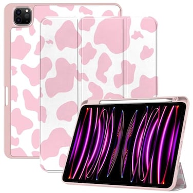 Deokke Compatible with iPad Pro 11 inch Case4th3rd2nd1st Gen2022202120202018 with Pencil Holder TPU Back CaseAuto SleepWake Cover with 2nd Pencil ChargingPink Cow Pattern Western