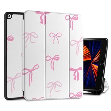 DONGKE Case Compatible with iPad 102 Inch 2021 2020 2019 iPad 9th8th7th Generation with Pencil Holder Slim Stand Protective Case with Soft TPU Back Auto SleepWake Cover Pink Bows