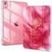 DTTO for iPad A16 11th10th Generation Case 20252022 Clear Hard Back with Soft TPU Frame Slim Trifold Stand Support Pencil Holder Auto WakeSleep for iPad 11109 Inch Red Marble