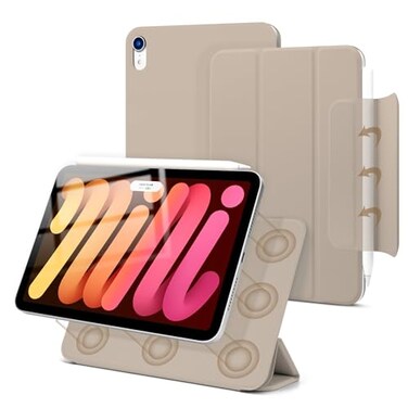 Dwopar Magnetic Case for iPad mini 7 A17 Pro Slim Smart Folio for iPad mini 7th6th Generation 83 Inch 20242021 Model Lightweight Trifold Stand Auto SleepWake Support Pencil Pro Oat Coffee