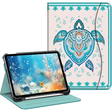 FINTIE Fintie Case for iPad A16 11th Generation 11 Inch 2025 iPad 10th Generation 109 Inch 2022 MultiAngle Viewing Protective Stand Cover with Pencil Holder Pocket Green Sea Turtle