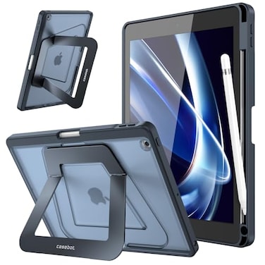 FINTIE Fintie Shockproof Case for iPad 9th Generation 2021 8th Generation 2020 7th Gen 2019 102 Inch Builtin Pencil Holder Slim Frosted Protective Cover with MultiAngle Kickstand Black