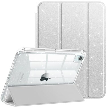 FINTIE Fintie Slim Case for iPad Mini 7 A17 Pro 7th Generation 2024 iPad Mini 6 6th Gen 83 Inch Builtin Pencil Holder Glittering Sparkly Shockproof Cover wShiny Clear Back Shell Silver