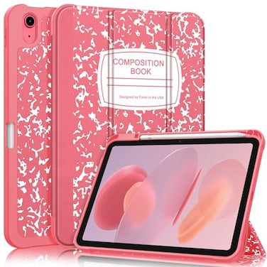 FINTIE Fintie SlimShell Case for iPad A16 11th Generation 11 Inch 2025 iPad 10th Generation 109 Inch 2022 Flexible Soft TPU Stand Back Cover with Pencil Holder Composition Book Pink