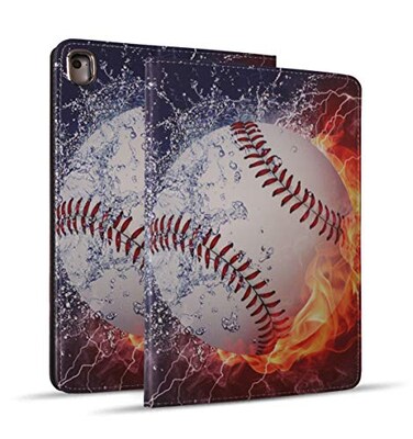 Log Zog for iPad 97 20182017 Case iPad Air 2 iPad Air Pro 97 Case Protective Leather Case Adjustable Stand Auto WakeSleep Smart Case for ipad 6th5th Gen Burning Baseball Fire and Water