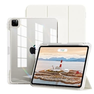 GKABXY Case for iPad Pro 11 inch 4th3rd2nd Generation with Pencil HolderSupport 2nd Gen Pencil Charging Auto Wake Auto2 in 1 Removable Transparent Back Case for iPad Pro 11 202220212020Beige