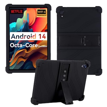 HminSen Case for Urao C107 Tablet Kids Friendly Soft Silicone Adjustable Stand Cover for MUISOO MUIC107 101 inch Tablet Black