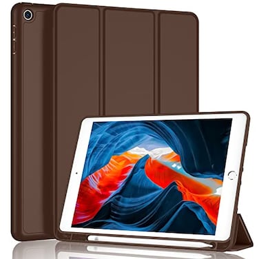 iMieet iPad 9th Generation Case 2021iPad 8th Generation Case 2020 102 Inch with Pencil Holder iPad 7th Gen 2019 Case with Soft Baby Skin Silicone Back Auto WakeSleep Cover Chocolate