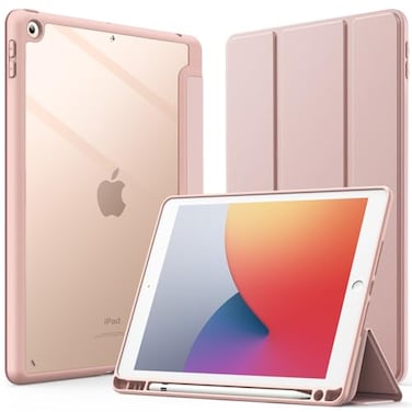 JETech Case for iPad 102Inch 9th8th7th Generation 202120202019 with Pencil Holder Clear Transparent Back Shell Slim Stand Shockproof Tablet Cover Auto WakeSleep Rose Gold