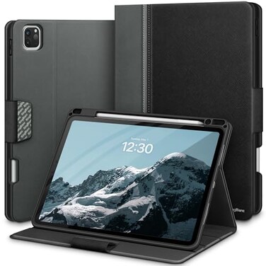 KingBlanc Case for iPad Pro 13inch M5 2025 M4 2024 with Pencil Holder PU Leather BookStyle Cover Auto SleepWake Pencil Pro USBC Compatible MultiAngle Stand for Viewing Drawing Black