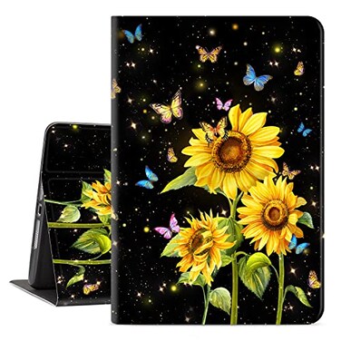 Lalumix for iPad 9Th 7Th 8Th Generation Case for iPad 102 Case Shockproof Protective MultiAngle Viewing Adjustable Stand Auto WakeSleep Butterfly Sunflower