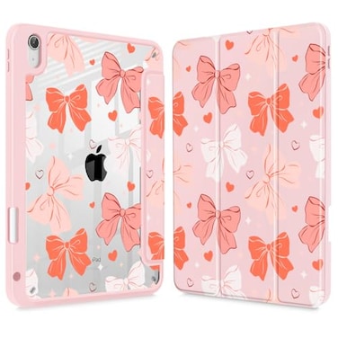 Lepeoac Case for iPad 11 inch A16 2025 Generation 11th iPad 109 inch 2022 10th Gen Buit in Pencil Holder with Shockproof Cover Clear Transparent Back Shell Auto WakeSleep Bows SD146