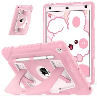 OKP Case for iPad 9th 8th 7th Generation 102 Inch 202120202019 Shockproof Rugged Heavy Duty i Pad 9 8 7 th Gen Protective 102 Cover with Pencil HolderKickstand PinkLight Pink