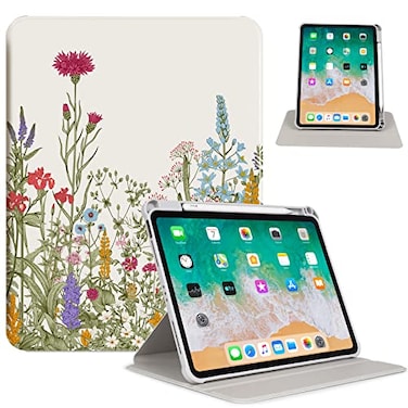 CutebriCase Rotating iPad Air 11 inch Case M4M3M2 202620252024 Case for iPad Air 5th4th Generation 20222020360 Rotating MultiAngle Adjustable Stand with Pencil Holder case for iPad Pro 11inch Flowers