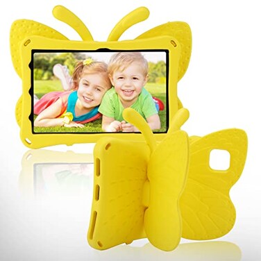 JINGANGYU Samsung Galaxy Tab A8 105 inch X200 Kids Butterfly Case with Handle Stand Samsung Tab A8 Tablet Cover Kid Proof Light EVA Rugged Shockproof Full Cover Case for Girl Toddlers Yellow