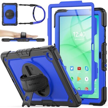 SEYMAC stock Case for Samsung Galaxy Tab A11 PlusA9 Plus 11 FullBody Drop Protection Case with Screen Protector Pencil Holder 360 Rotating Hand Strap Stand BlueBlack