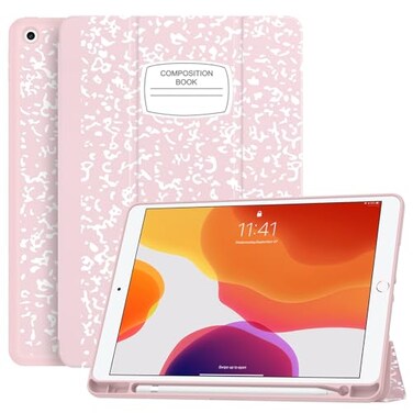 Soke Case for iPad 9th Generation 20218th Gen 20207th Gen 2019 with Pencil Holder Premium Shockproof Case with Soft TPU Back Cover Auto SleepWake for iPad 102 Inch Book Pink