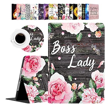 Som Lam iPad Mini Case iPad Mini 1 2 3 4 5 Case and Coasters Set PU Leather Folio Case Smart Cover with Stand and Auto Wake Sleep for iPad 54321 Floral Boss Lady Funny