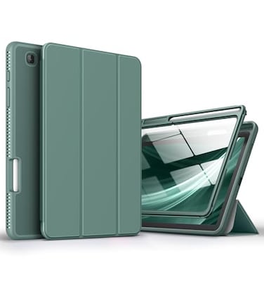 SURITCH for Samsung Galaxy Tab S6 Lite 104 202420222020 Built in Screen ProtectorPencil HolderAuto SleepWake Lightweight Full Body Leather Cover with Magnetic Trifold StandMidnight Green