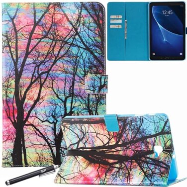 NewShine Tab A 101 Case Newshine Slim Folding Cover Case for Samsung Galaxy Tab A 101 Inch SMT580 SMT585 Tablet 2016 Release with Multiple Viewing Angles Document Card Pocket 01 Sunset Glow
