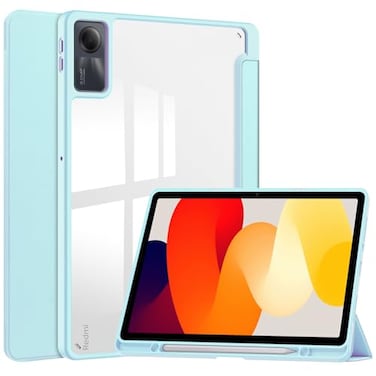 TANOVCEP Tablet Case for Xiaomi Redmi Pad SE Slim TriFold Cover with Pen Holder Shockproof Cover with Clear Transparent Back Shell for Redmi Pad SE Auto WakeSleep Blue Xiaomi Redmi Pad SE