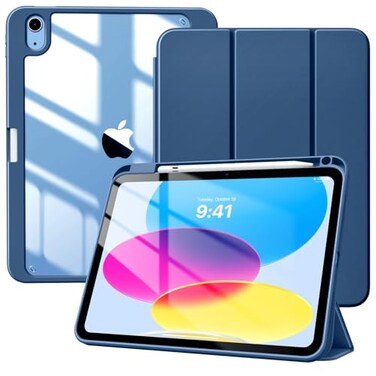 TiMOVO Case for iPad A16 11th Generation 11 Inch 2025 iPad 10th Generation Case 109 Inch 2022 with Pencil HolderSlim Protective Cover with Clear Back ShellAuto WakeSleep Abyss Blue