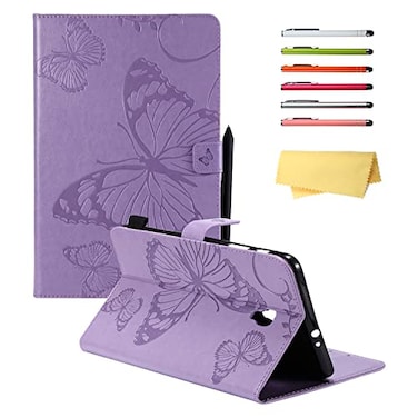 UUcovers Ucovers for Samsung Galaxy Tab A 80 inch Case 2017 Release SMT380T385 with StandPencil HolderCard Pocket Auto WakeSleep Smart Magnetic PU Leather Wallet Folio Embossed Butterfly CoverPurple