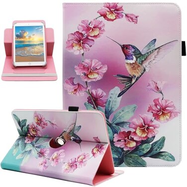Dluggs Universal Rotating Tablet Case for 7 8 Inch Android Tablet 360 Degree Rotating PU Leather Stand Case for 7 8 and All 7085 Inch Tablet Bird