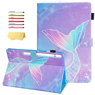 UUcovers Case for Samsung Galaxy Tab S7 S7 Plus 124 Inch Tablet 2020 SMT970T975T976 with Pencil Card Holder Auto SleepWake Stand Smart Folio PU Leather TPU Cover Pink Mermaid Tail Scale