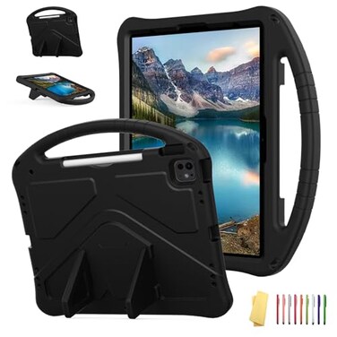 UUcovers for iPad Pro 129 inch Kids Case 6th5th4th3rd Generation 2022202120202018 with KickstandPencil HolderHandle Stand Lightweight Soft EVA Shockproof Heavy Duty Protective Cover Black