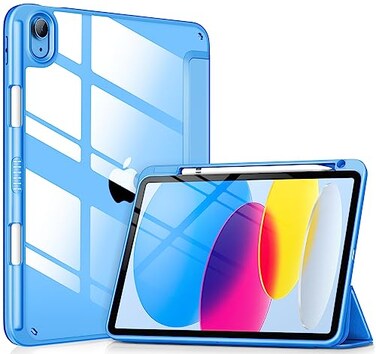 VIKESI Case for iPad A16 11inch 2025 and iPad 10th Generation 109 Inch 2022 Clear Back and TPU Shockproof Frame Cover Builtin Pencil Holder Support Auto SleepWake Azure