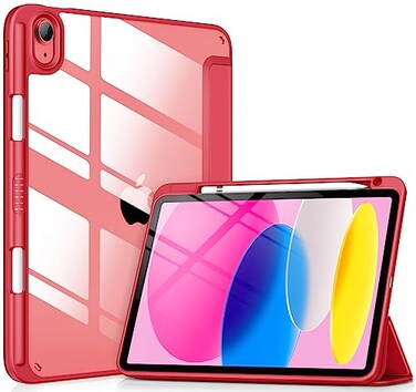 VIKESI Case for iPad A16 11inch 2025 and iPad 10th Generation 109 Inch 2022 Clear Back and TPU Shockproof Frame Cover Builtin Pencil Holder Support Auto SleepWake Yellow