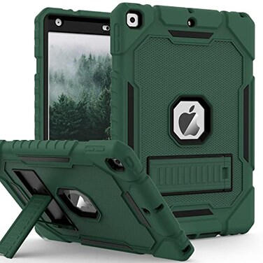 ZoneFoker Case for iPad 9th8th7th Generation 202120202019102 inch Heavy Duty Military Grade Shockproof Rugged Protective 102 Cover with Builtin Stand for iPad 9 8 7 Gen DeepGreenBlack
