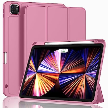 ZryXal New iPad Pro 11 Inch Case 20224th Gen20213rd Gen20202nd Gen with Pencil HolderSmart iPad Case Support Touch ID and Auto WakeSleep with Auto 2nd Gen Pencil ChargingPale Violet Red