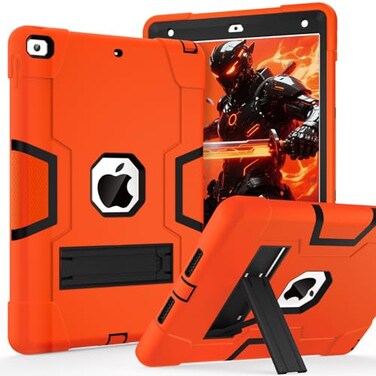 cantis Cantis Case for ipad 9th Generation 8th Generation 7th Generation Slim Heavy Duty Shockproof Rugged Protective Case with Builtin Stand for iPad 102 inch 202120202019 OrangeBlack