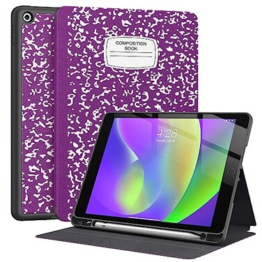Supveco Case for iPad 9th8th7th Generation 102 inch 202120202019 Model with Pencil Holder Premium Folio Stand Case with Auto WakeSleepSoft TPU Back Shell Cover for iPad 102 InchPurple