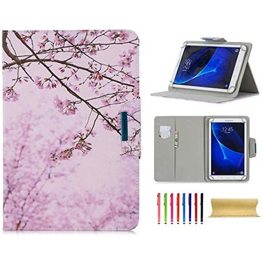 Techcircle Universal 95105 Inch Tablet Case Slim Lightweight PU Leather Flip Stand Wallet Protective Cover Case for iPad 97 102 Galaxy Tab A 101 Fire HD 10 Lenovo Tab 10 Cherry Blossom