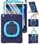 BRAECN for iPad Case 9th8th7th GenerationRugged Kids Friendly Silicon Case with Folding StandHandle Grip Pencil Holder Shoulder Strap Screen Protector Pencil Cap Holder for iPad 102Navy Blue