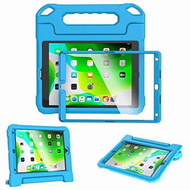 A ADENK Kids Case for iPad 102 9th8th7th Generation 202120202019 with Builtin Screen Protector Shockproof Lightweight Handle Stand Kids Case for iPad 102 2021 Latest Tablet Cover Blue