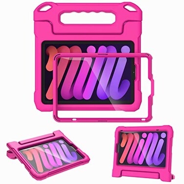 A ADENK Kids Case for iPad mini 7th6th Generation 83inch 20242021 Release with Builtin Screen Protector Shockproof Lightweight Handle Stand Case for iPad mini 83 Latest Cover Rose