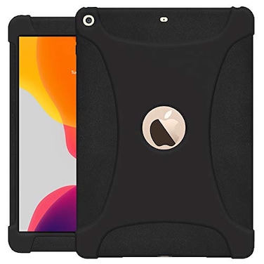 Amzer AMZER Rugged Silicone Skin Jelly Slim Protective Heavy Duty Shockproof Anti Slip Kids Friendly Case for iPad 102 inch iPad 7th 8th 9th Gen Black