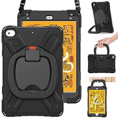 BRAECN for iPad mini 5 Case 2019 iPad mini 4 Case 3Layer FullBody Rugged Silicone Case with 360 Rotatable StandHand GripStable KickstandPencil Holder for iPad mini 5th4th Gen 79 InchBlack