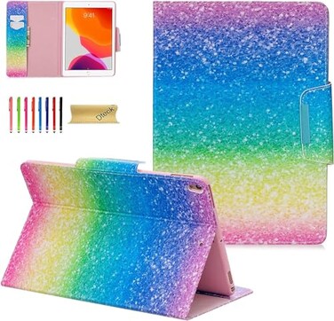 Dteck Case for iPad 102 2021 2020 2019 Slim PU Leather MultiAngle Folio Stand Smart Cover with Auto WakeSleep Pencil Holder Case for iPad 7th 8th 9th Generation 102 inch Tablet Rainbow Sand