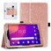 DMLuna Case for Metro by TMobile Alcatel Joy Tab 2 8 Inch Tablet 2020 Release PU Leather Shockproof Folio Cover Protector Accessory with Handle Hand Strap Stand Card Slot Glitter Rose