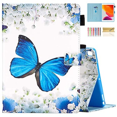 Dteck Case for iPad 9th8th7th Gen 102 Inch Tablet 202120202019 Slim Folio Stand Smart Soft Protective Cover with Pencil Holder Auto WakeSleep and Wallet Pocket Flower Butterfly