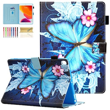 Dteck Case for iPad 9th8th7th Generation 102 inch 202120202019 Slim Folio Stand Premium Leather Shockproof Cover with Smart Auto WakeSleep Pencil Holder Blue Butterfly
