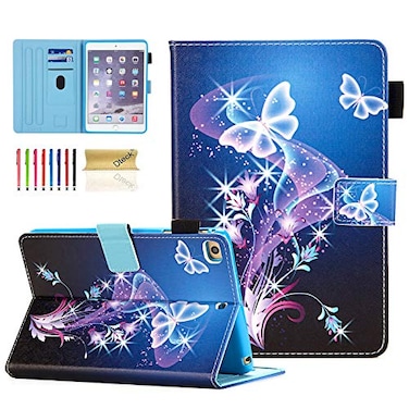 Dteck Case for iPad mini 12345 Protective Leather Folio Case with Auto Sleep WakeCard HolderStand Smart Multifunctional Cute Slim Lightweight Cover for iPad mini 79Inch Purple Butterfly