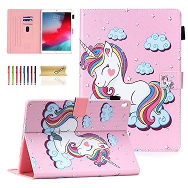 Dteck for iPad Air 105 inch 3rd Generation iPad Pro 105 2017 Release Case Smart Folio Case with Auto Sleep Wake Card Slots Stylus Pen Loop Holder Stand PU Leather Cute Cover Smile Unicorn