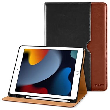 DTTO for iPad 9th8th7th Generation 102 Inch Case 202120202019 Premium Leather Business Folio Stand Cover with Apple Pencil Holder Auto WakeSleep and Multiple Viewing Angles Black Brown